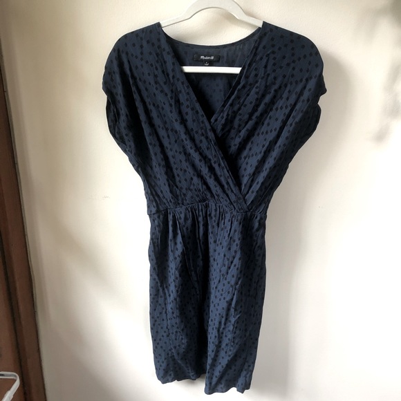 Madewell Wrap Front Mini Dress (navy brushstroke diamond, size S) - Picture 2 of 6
